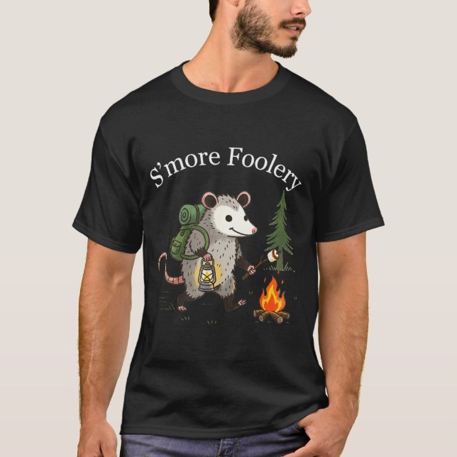S'more foolery opossum marshmallow funny campfire T-Shirt (Front)