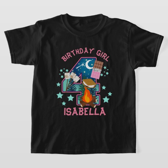 S'more Fourth Birthday shirt Camping (Laydown)