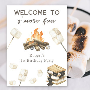 S'more fun 1st Birthday party Welcome Poster