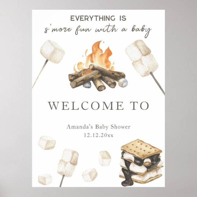 S'more fun baby shower Welcome Poster (Front)