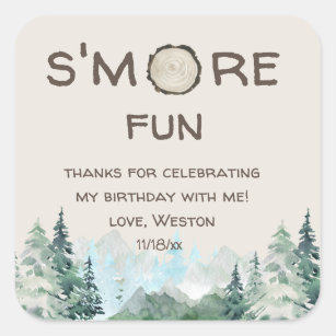 S'more Fun Birthday Thank You Favours Square Sticker
