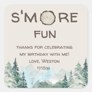 S'more Fun Birthday Thank You Favours Square Sticker