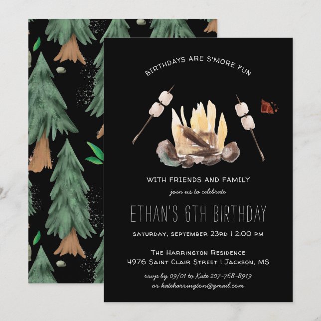 S'more Fun | Camping Birthday Party Invitation (Front/Back)