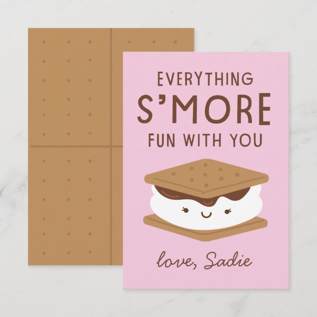 S'more fun classroom valentine thank you card (Front/Back)