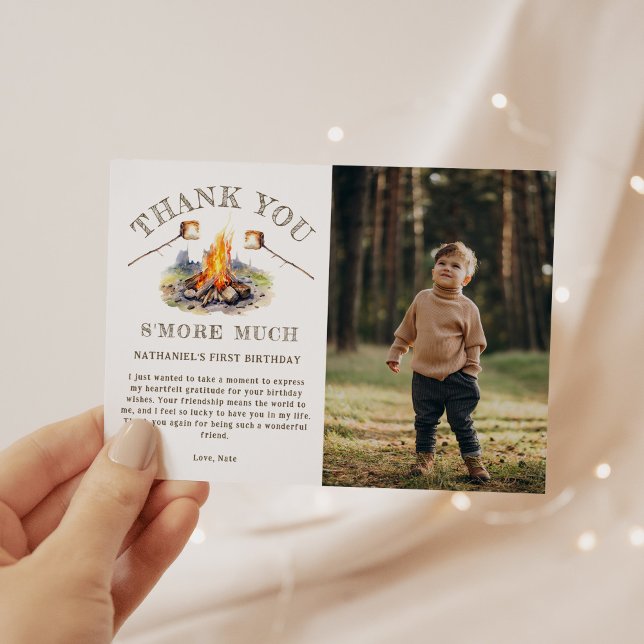 Smore Fun Cute Campfire Camping Kids Birthday Thank You Card (Creator Uploaded)