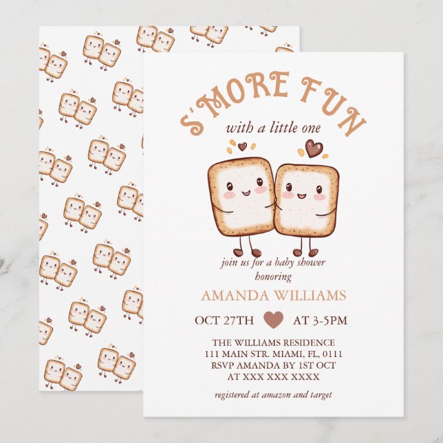 S'more Fun Kawaii Campfire Baby Shower  Invitation (Front/Back)