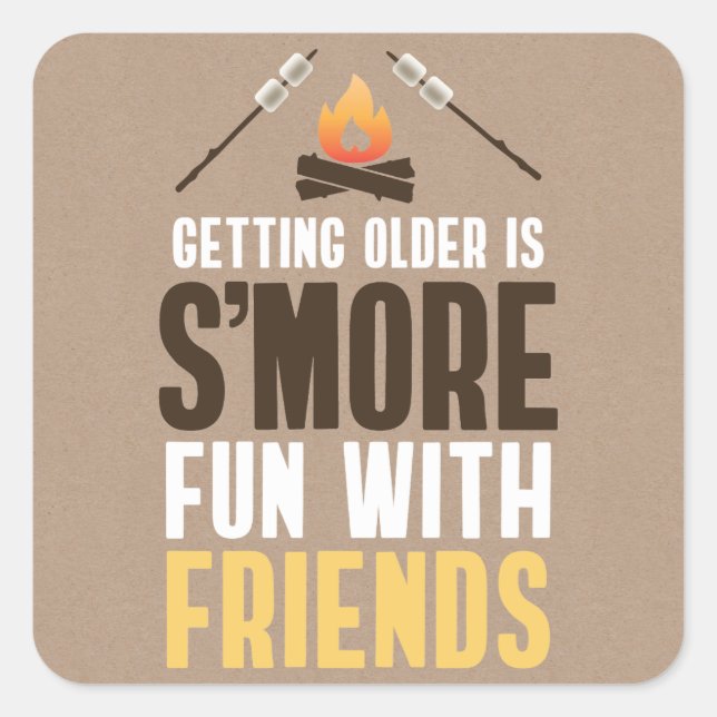 S'more Fun With Friends Bonfire Birthday Party Square Sticker (Front)