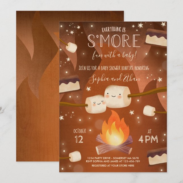 S'more Gender Neutral Bonfire Baby Shower Invitation (Front/Back)