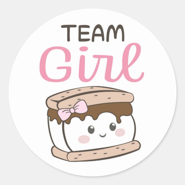 S'more gender reveal Team Girl sticker (Front)