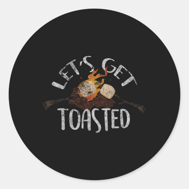 Smore Lets Get Toasted Camg Grunge Marshmallow Classic Round Sticker (Front)