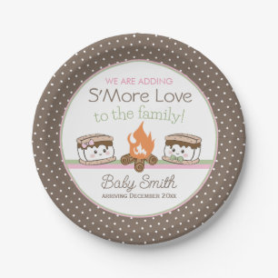 S'more Love baby shower gender reveal plate