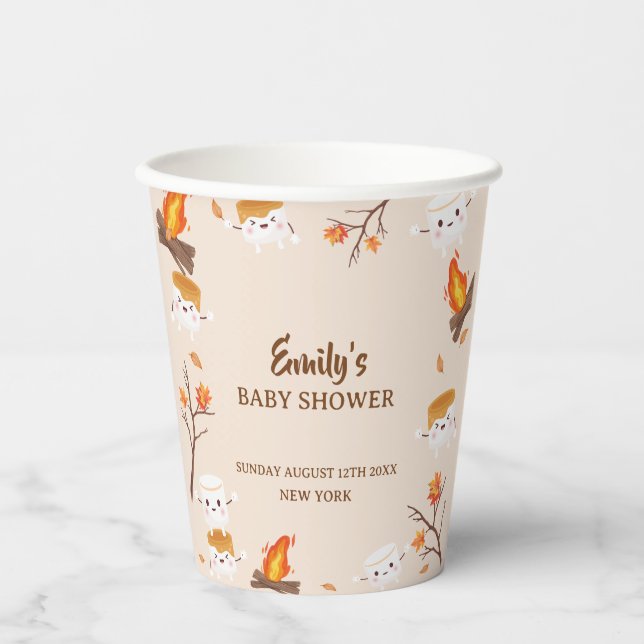 S'more Love Fall Rustic Camping Baby Shower Paper Cups (Front)