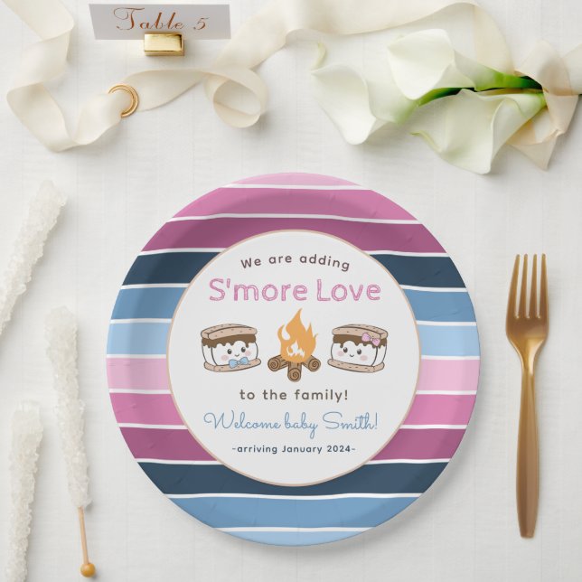 S'more Love gender reveal  Paper Plate (Wedding)