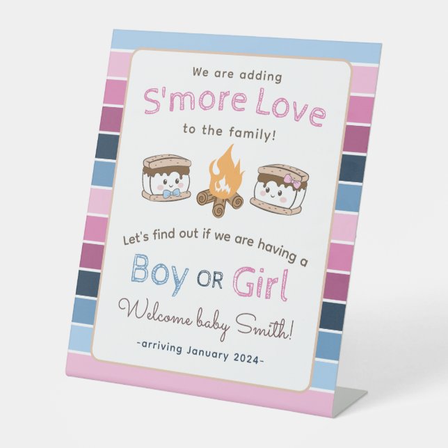 S'more Love gender reveal  Pedestal Sign (Front)