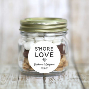 S'more Love Heart Black White Rustic Wedding Classic Round Sticker