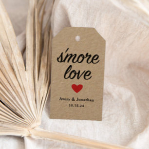 S'more Love Heart Kraft Wedding Favour Tags