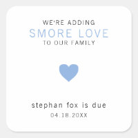 Smore Love Modern Blue Heart Boy Baby Shower Favou