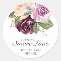Smore Love Plum Floral Girl Baby Shower Favour