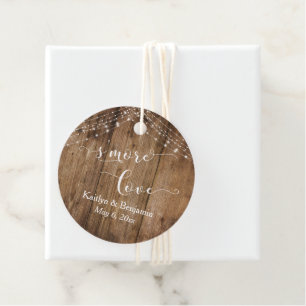 "S'More Love" Rustic Wood & Light Strings Favour Tags
