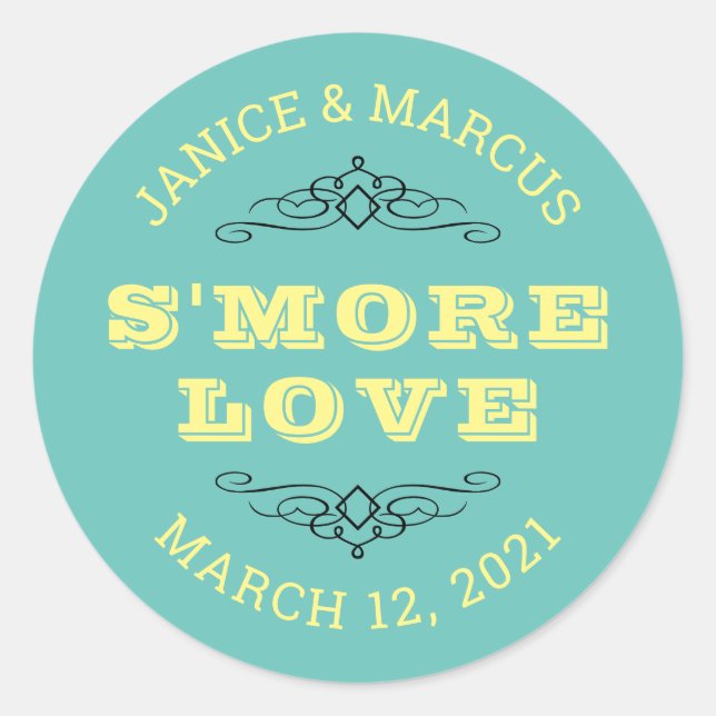 S'more Love Stickers, Smore Favour Stickers (Front)