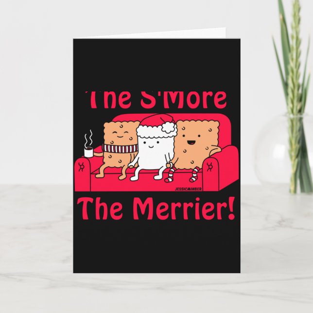 Smore Merrier Cute Kids Cartoon Christmas  Card (Front)