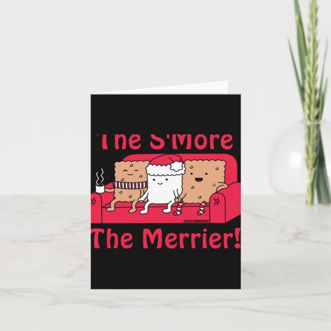 Smore Merrier Cute Kids Cartoon Christmas T Shirt  Card (Front)