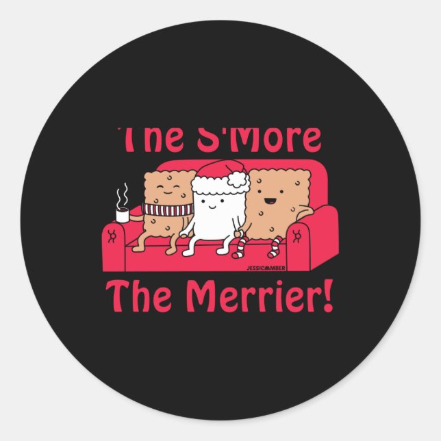 Smore Merrier Cute Kids Cartoon Christmas T Shirt  Classic Round Sticker (Front)