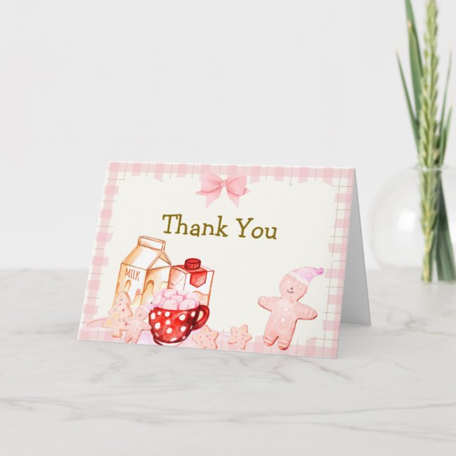 Smore Milk & Cookie Gingham Winter Baby Shower Thank You Card (Front)