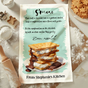 S'more Recipe Personalised Tea Towel