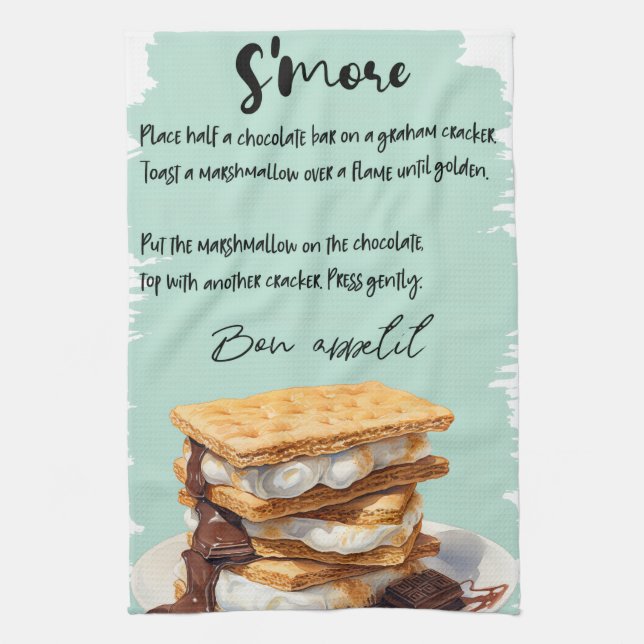 S'More Recipe Tea Towel (Vertical)