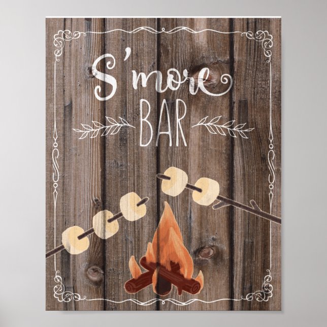 s'more rustic wood party wedding sign print (Front)