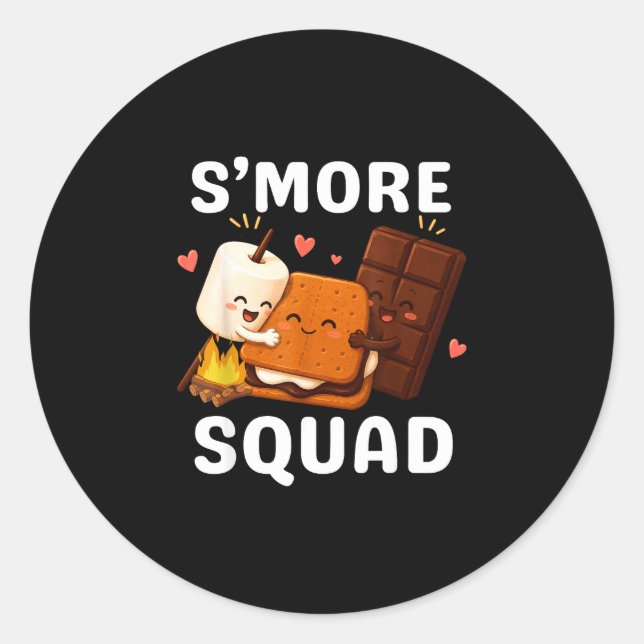 S'more squad camping cute smores campfire crew classic round sticker (Front)