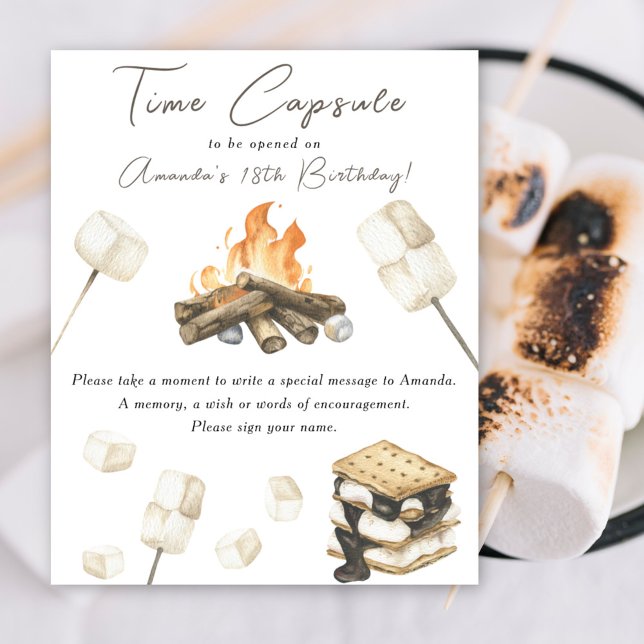 S'more Time Capsule 1st Birthday party Poster (Creator Uploaded)