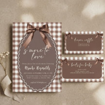 S'more to Love Brown Gingham Bow Baby Shower