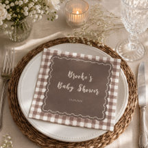 S'more to Love Brown Gingham Bow Baby Shower
