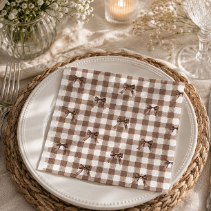 S'more to Love Brown Gingham Bow Baby Shower Napkin
