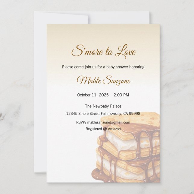 S'more to Love Invitation, Baby Shower Invitation (Front)
