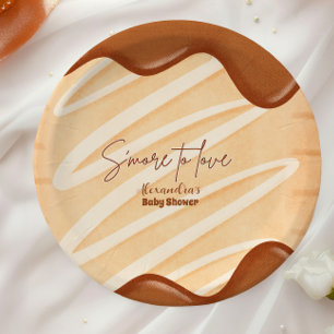 S'more to Love Kawaii Gender Neutral Baby Shower Paper Plate