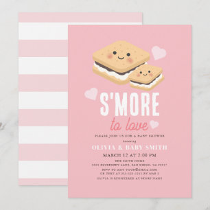 S'more to Love Kawaii Pink Girl Baby Shower Invitation
