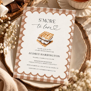 S'More to Love Preppy Brown Plaid Baby Shower Invitation