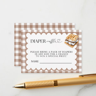 S'More to Love Preppy Brown Plaid Diaper Raffle Enclosure Card
