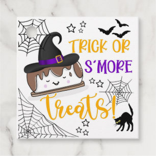 Smore trick or treat square sticker favour tags