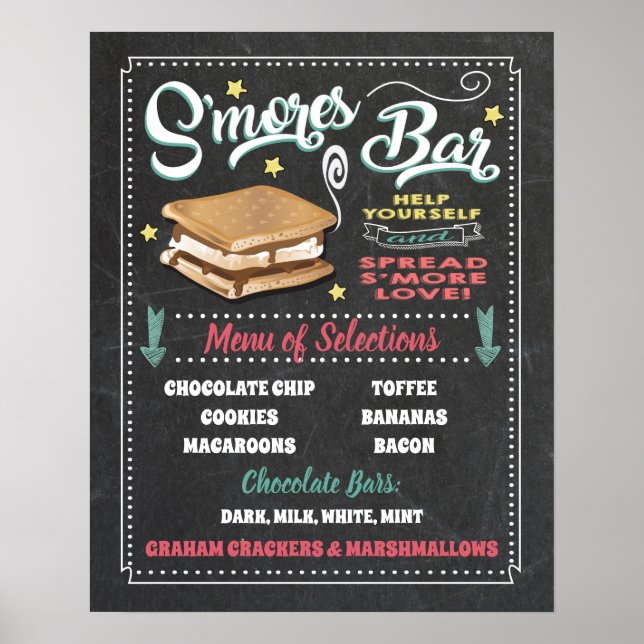 S'mores Bar Menu Party Sign (Front)