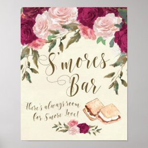 Smores Bar sign ivory floral wedding bbq