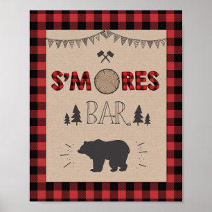 S'mores Bar Sign Lumberjack table sign Birthday