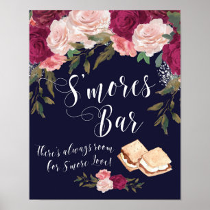 Smores Bar sign navy floral wedding