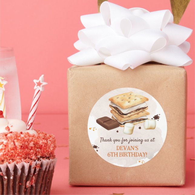 S'mores Birthday Party Classic Round Sticker (Party)