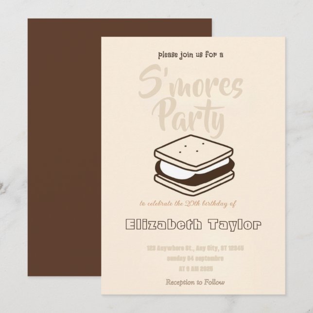 S'mores Birthday Party Invitation – Cosy Campfire (Front/Back)