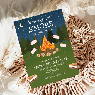 S'mores Birthday Party S'mores Camping Birthday Invitation