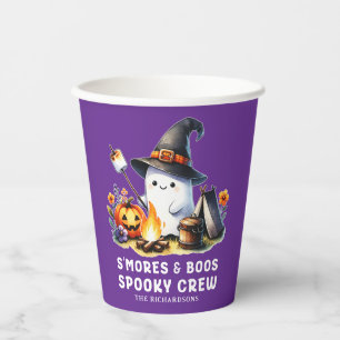 Smores Boos Crew Ghost Camping Halloween Purple Paper Cups